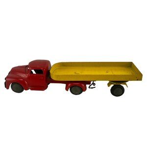 Tekno Denmark Red & Yellow Truck with Trailer Die Cast Metal Model